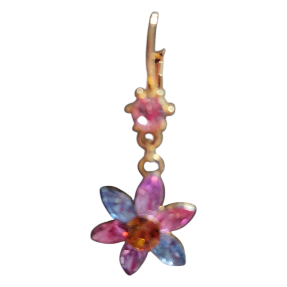 Floral Gold and Multicolor Earrings NIB - Picture 3 of 4